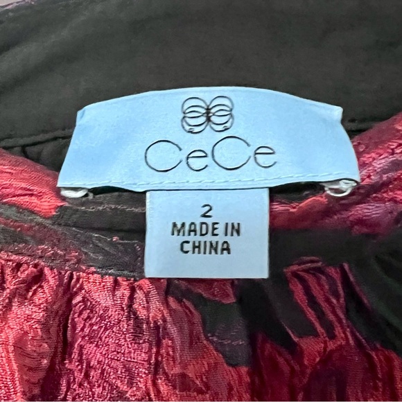 CeCe Red and Black Midi Bubble Skirt 2 - Picture 2 of 5